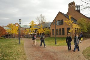 St. Mary's College students on campus walkway