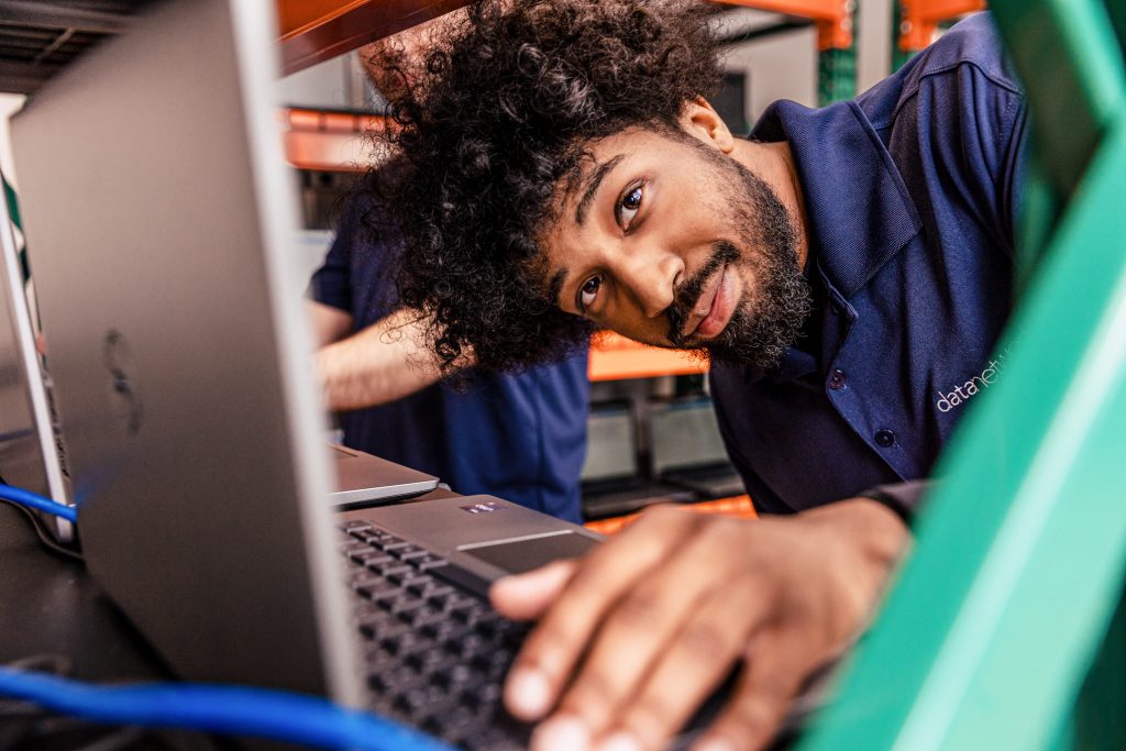 Man working on laptop