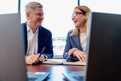 Two people chatting