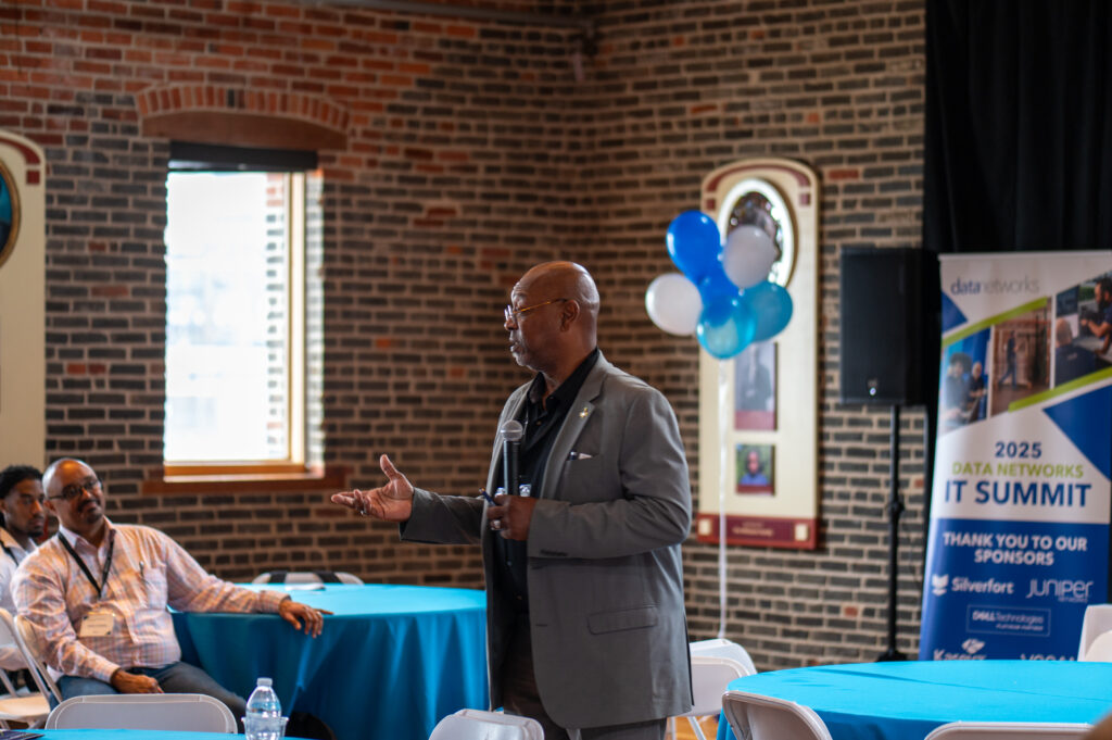 attendee speaking at event